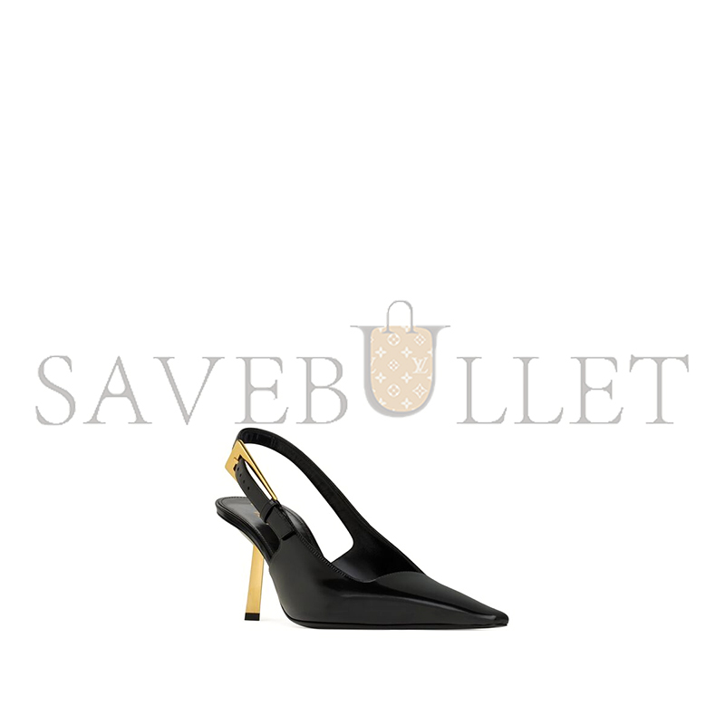 YSL LEE SLINGBACK PUMPS IN GLAZED LEATHER 799704AAAZY1000
